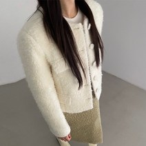 미우울 숏자켓 여성 부클 울 자켓 크롭자켓 하객룩 케주얼룩 아우터 환절기 핑크 블랙 아이보리 버터