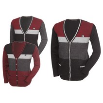 제로골프 남성 골프 니트 가디건 배색 V넥 니트가디건 스웨터 긴팔단추 방한 스탠다드핏 울니트