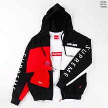 슈프림 기모 톰배색 후드집업 남녀공용 M L XL