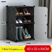 DIY 모듈식 신발 캐비닛 플라스틱 큐브 신발 보관 랙 쉬운 설치 쌓을 수 있는 신발 선반 공간 절약형 신발 랙, Black 1-3