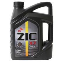 SK루브리컨츠(주) 가솔린 합성 엔진오일 SK 지크 X7 4L 휘발유 LPG 겸용 윤활유 5W30 차량용품, ZIC(X7)