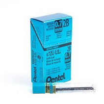 Pentel 수퍼 하이폴리머 리필 샤프심 0.7mm 미디엄 2B 샤프심 144개입 (50-2B) 그레이192019, 144 Count (Pack of 1), H Lead