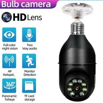 ip 카메라 전구 카메라 1080p hd 무선 파노라마 홈 보안 wifi cctv fisheye 램프 ip 카메라 360도 홈 보안, 검은 색
