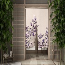 중문 커튼 방한 현관 방풍 가림막 공간 분리녹색 잎 문 커튼 식물 일본 파티션 걸이식 주방 침실 입구 장식, 90x180cm, 21 CTS00529_07 90x180cm