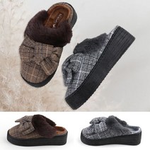 WB-004 여성용 방한 리본 털슬리퍼 퍼슬리퍼 방한슬리퍼 사무실슬리퍼 통굽슬리퍼