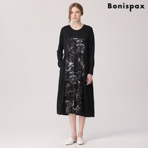 보니스팍스 앞판 프린트 허리 스트링 저지 원피스-BA18OP070
