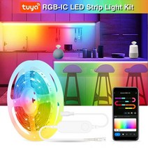 LED 스트립 줄조명 RGB 조명 Tuya WS2811 RGBIC Led 60Leds M 12V 스마트 라이프 와이파이 5050 주소 지정 가능한 드림 라이트 지원 알렉사 구글 2, RGB 5050 18leds, EU adapter + 15 m, No waterproof