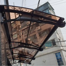 캐노픽스 800 X 1700 창문 비막이 창문 비가림 차고 만들기 아치형파고라 비가림 차양, 브라운 렉산 회색 브라켓 실버 바