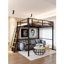 기숙사 성인 벙커침대 어른 2층 벙커형 침대 철제 폭 1.2m / 1.5m, 흰색(왼쪽 계단)