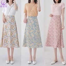 셀럽당 여성용 시폰 여름 꽃 A라인 스커트 F00527