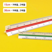 제도용 도면용 삼각 스케일 15cm 30cm 자 도면용자 측정자, 저배율, 15