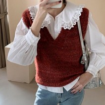 여신강림 주문폭주 인기급상승 니트 조끼 블라우스세트 요즘 유행 프레피룩 체형커버 소장각