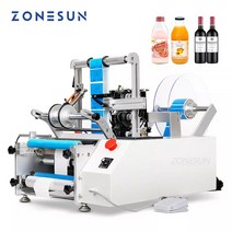 카페 컵 실링 ZONESUN 반자동 플라스틱 주석 캔 유리 원형 병 라벨링 기계 단면 및 양면 스티커 라벨러 LT190, 3.with Date Printer  220V