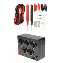 블랙 저항 박스 철 가변 디케이드 저항기 물리적 교육용 0-9999.9 옴 165x125x60mm 바나나 케이블 16 개 1