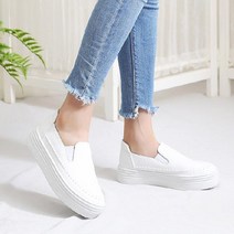 아크라 굿즈 여성 정장 캐주얼 키높이 푹신 논슬립 미끄럼방지 쿠션 슬립온 스니커즈 4cm