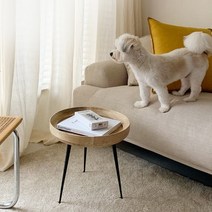 망고나무 원형 빈티지 사이드테이블 높이조절 카페 거실 테이블 이케아, 75cm