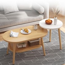 모닝라이트 더블 거실테이블 좌식 소파 원형 티테이블, 화이트 1단, 화이트