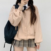[예뻐요] 벌룬 코튼 후드 가디건