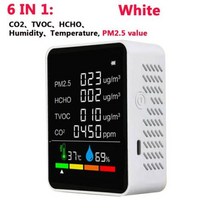 다기능 5in1 CO2 미터 디지털 온도 습도 시험기 이산화탄소 TVOC HCHO 감지기 대기 질 모니터, CHINA, Type1 6 in 1 White