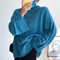 아모르데이 여성용 에티유폴라 루즈핏 데일리 터틀넥 니트 스웨터
