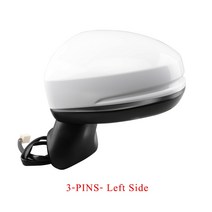 자동차인테리어 ZUK-자동차 사이드 미러 어셈블리 혼다 핏 재즈 2015 GK5 도어 Assy 램프 전기 접이식, 01 Left Side(3-PINS)