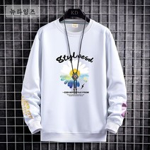Bybonu/ 맨투맨 가을 남성 트렌드 긴팔 티셔츠 루즈한 라운드 자수 위에 옷 입기 XZ22 A10