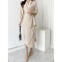 카라 정장 출근룩 데이트 면접 오피스 하객 아나운서 고급 셔츠 랩 셔링 여성 우아한 플리츠 원피스