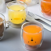 캐릭터 이중 홈카페 유리컵 디자인 내열유리 캠핑컵, 1-더블레이어컵-곰