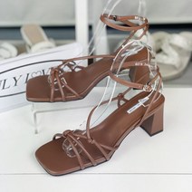 헨리메인 모리스 꼬임 스트랩 스퀘어 샌들힐 6cm