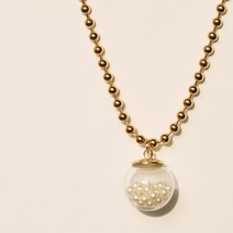 [슈가펄] N519_ lovely pearl ball necklace_투명볼안에 모래알같은 진주를 넣은 목걸이 패션목걸이