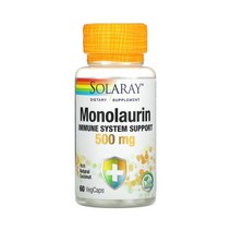 솔라레이 모노라우린 500mg 60 식물성 캡슐 코코넛 오일 지방산 라우르산 글리세릴 모노라우레이트 모노 에스테르 효능 효과, 1개, 기본