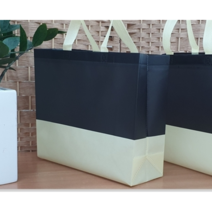 고급 부직포 선물 포장 쇼핑백 소/대 색상 네이비 / 카키 / 투톤 블랙 답례품 행사장 고급 옷 선물 가로형 부직포 가방, 투톤블랙 소형