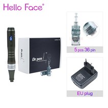 led 마스크 Dr pen ultima m8 7 pcs 카트리지 무선 더마 펜 스킨 케어 키트 마이크로 니들 가정용 뷰티 머신 0, EU 및 5PCS 36 핀