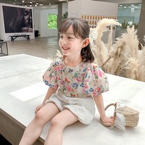 로나 플라워 퍼프소매 상하세트 아동복 아동상하복 여아상하복 상하세트 아동여름옷 여자아동복 여자아이옷 키즈상하복 키즈의류 여아옷 여아의류 여름아동복