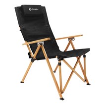 캠민 각도조절 캠핑 폴딩 경량 접이식 감성 롱 릴렉스 우드 체어 의자 휴대용, 블랙(의자+베개)