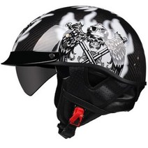 반모헬멧 바이크헬멧 소두핏 클래식 레트로 DOT Carbonfiber 오토바이 독일 Casco 일본식 모토 오픈 하프 페이스 헬기 바이커 파일럿 맨, 65.b17 - M