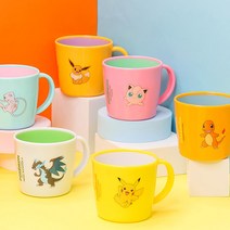 홈앤키즈 포켓몬스터 더블칼라 프라임 핸들컵 피카츄 뮤 푸린 파이리 이브이 메가리자몽X 유아 어린이 초등학생 물컵 양치컵, 포켓몬 핸들컵_피카츄