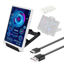 세로모니터 휴대용모니터 세로모니터 휴대용모니터 듀얼 USB c타입 LCD 모니터 CPU GPU RAM HDD DIY 보조, 02 White Combo 1