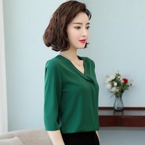 여자 긴팔 여성 여름 미들 소매 쉬폰 와이셔츠 디자인감각 보이핏 볼륨 상의 오피스룩 x3개 2066183796