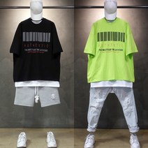 오버홀릭 오버홀릭 오버핏 바코드 반팔티 빅사이즈 남자 티셔츠