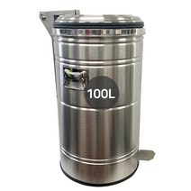 스텐페달쓰레기통 대형페달식쓰래기통 대용량스텐 페달형휴지통 100L, 스테인레스 본연 색상(밀러-폴리싱), 1개