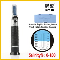 R0 굴절계 바다 염분 측정기 소금물 농도 수족관 휴대용 양식 사육 중량계 RZ118 0 ~ 100%|salinity refractometer|refractometer sali, 1개, RZ118-BUBBLE, 스페인
