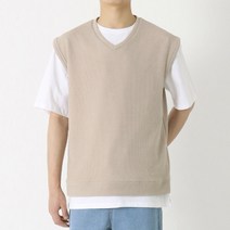 지지블랙 네이션 촤르륵 무지 박시 오버핏 니트 브이넥 조끼 베스트 레이어드