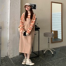 롱타입 여성 일본스타일 2021 뉴타입 가을 겨울 프레 코듀로이원피스