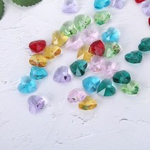 짱패브릭 하트크리스탈 팬던트 비즈 키링장식, 그린