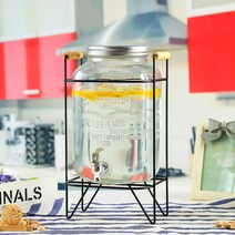 유리 셀프 서비스 병 대용량 음료 디스펜서 15L 미라주 정용 6L 주스 투명한, 8L+ABS 수도꼭지+크래프트 프레임 온수 사