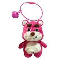 인형 뜨개질 세트 DIY 키트 코바늘 패키지 손뜨개 딸기곰 랏소베어 가방 장식 키링, 딸기곰 벨링, 1개