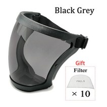 페이스 쉴드 투명 위생 마스크 풀 주방 보호 도구 방풍 방진 안티 스플래시 안전 안경 필터 포함, [04] Black Grey