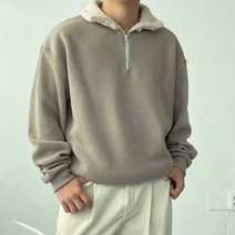 양털 안감 남자 반집업 니트 오버핏 니트