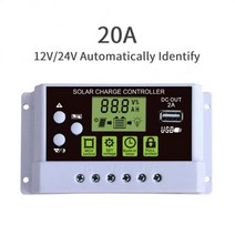 10A 20A 30A 태양광 충전 컨트롤러 PWM 전지 패널 12V/24V 조정 가능한 LCD 디스플레이 배터리 레귤레이터, 02 20A